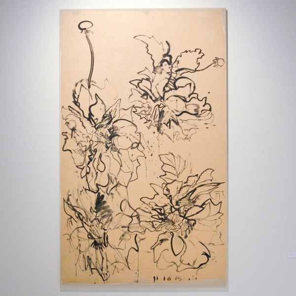 Erik Andriesse - Dahlia's - Waterverf op papier op katoen, 1982