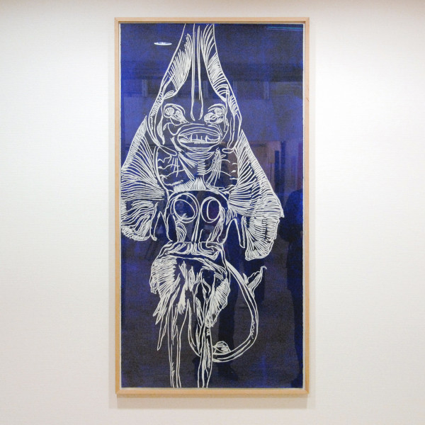 Erik Andriesse - Gitaarvis - 140x70cm Houtsnede, inkt op papier