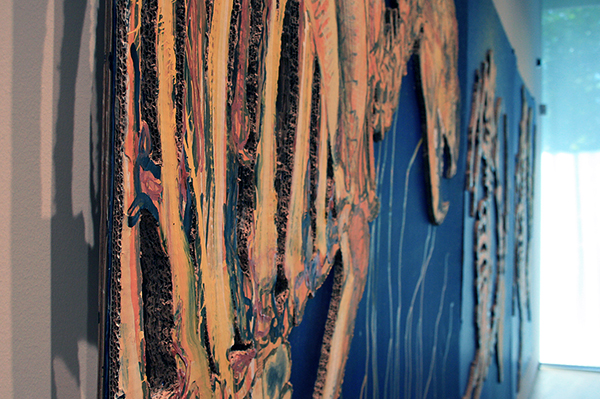 Erik Andriesse - Leeuw en Springbokken - Acrylverf op karton 1988 (detail)