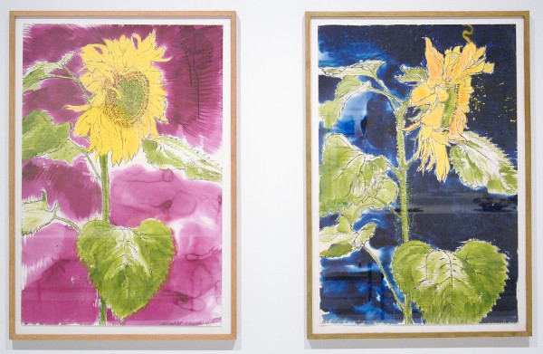 Erik Andriesse - Zonnebloem - Gouache op papier & Zonder Titel - Inkt, gouache en pastel op papier, beide 1987