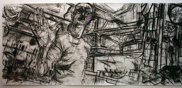 Erik van Lieshout - Contact - 150x533cm Contekrijt en mixed media op papier Erik van Lieshout - Contact - 150x533cm Contekrijt en mixed media op papier