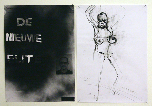 Erik van Lieshout - Ministry of Subculture - Installatie van 49 tekeningen op papier en 1 architectuur model (detail) Erik van Lieshout - Ministry of Subculture - Installatie van 49 tekeningen op papier en 1 architectuur model (detail)