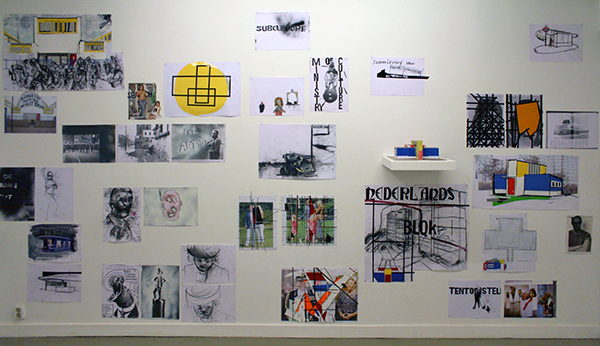 Erik van Lieshout - Ministry of Subculture - Installatie van 49 tekeningen op papier en 1 architectuur model Erik van Lieshout - Ministry of Subculture - Installatie van 49 tekeningen op papier en 1 architectuur model