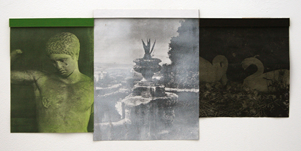 Frank Hannon - Page 20 from the series King Mayonnaise was Loosing his Night - 25x49cm Acrylverf op gevonden boekpagina's