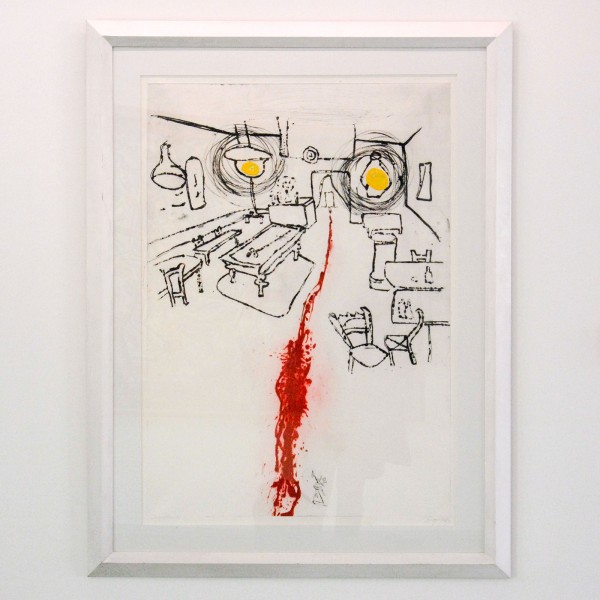 Fred Bervoets - Eenzaam cafe (Hommage aan Van Gogh) - 100x70cm Ets en verf op papier