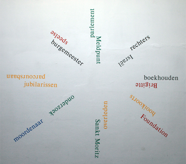 GJ de Rook - 18 words randomly chosen, coloured and positioned, de Volkskrant & De Telegraaf 17 March 2012 GJ de Rook - 18 words randomly chosen, coloured and positioned, de Volkskrant & De Telegraaf 17 March 2012