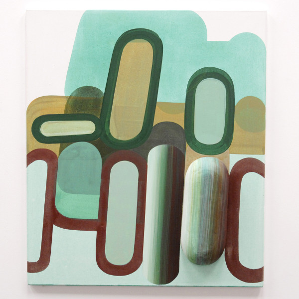 Gabrielle van de Laak - Broad Beans - 110x95cm Acrylverf, pigment en polystyreen op katoen