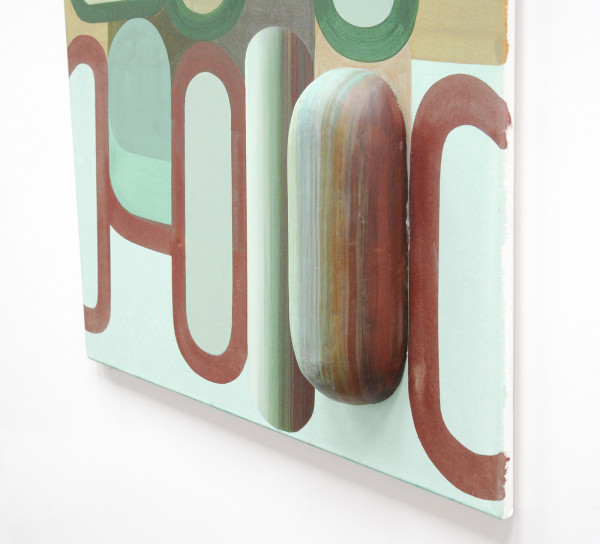 Gabrielle van de Laak - Broad Beans - 110x95cm Acrylverf, pigment en polystyreen op katoen (detail)