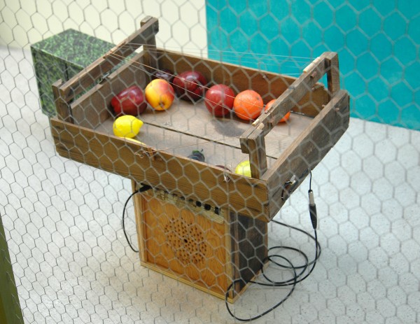 Gareth Moore - A Burning Bag as a Smoke-Grey Lotus (Cement Rat Poison, 3 Bells, Grocer, Elephant Rematerializer, Transformer, Pranayama Device, Mallet, A Flame, Bell Whistle, Funnel Instrument) - Installatie (detail)