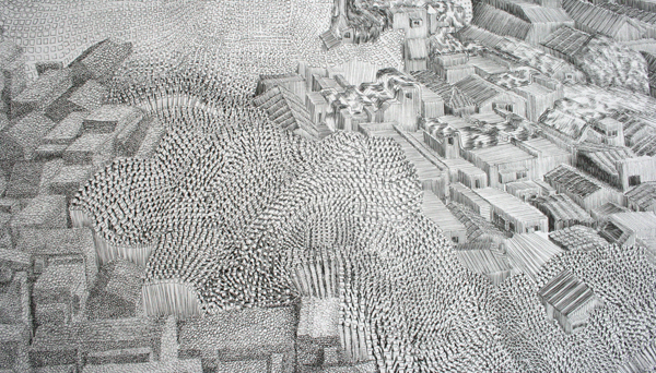 Georg Bohle - City 19 - 150x255cm Fineliner en potlood op papier (detail) Georg Bohle - City 19 - 150x255cm Fineliner en potlood op papier (detail)