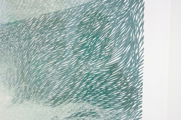 Georgia Russell - Green Wave - Bedrukt en gesneden Kozo papier (detail)