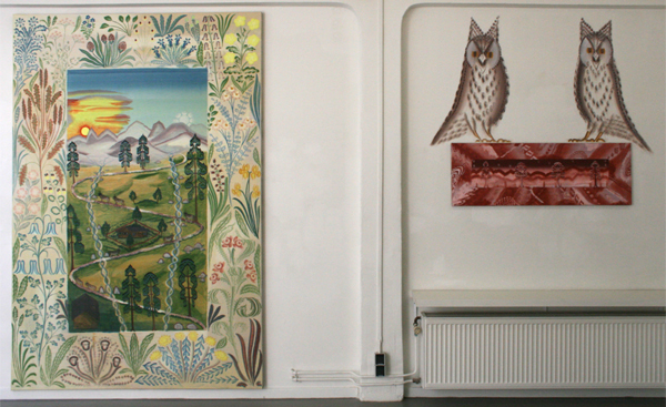 Gijs Frieling - Casa Dolijn & Berglandschap met sterren - 180x280cm & 130x45cm Caseine en pigmenten op linnen en muur Gijs Frieling - Casa Dolijn & Berglandschap met sterren - 180x280cm & 130x45cm Caseine en pigmenten op linnen en muur