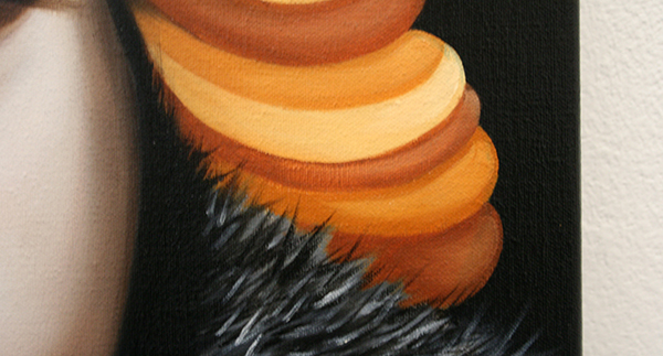 Gonul Albayrak - Eloise - 70x70cm Olieverf op linnen (detail) Gonul Albayrak - Eloise - 70x70cm Olieverf op linnen (detail)