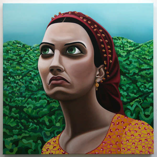 Gonul Albayrak - Esma - 100x100cm Olieverf op linnen Gonul Albayrak - Esma - 100x100cm Olieverf op linnen