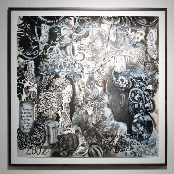 Hadassah Emmerich - Abdul Aziz (painter of the Mona Lisa of Bali) - Acrylverf, pastel, inkt, houtskool, spuitverf en linosnede op papier