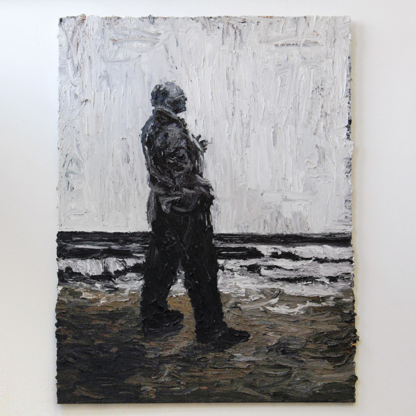 Hans de Bruijn - Black on off-white and black and brownish grey - 200x150cm Olieverf op canvas 2008