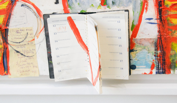 Harmen Verbrugge - Onbekende titel en afmetingen - Mixed media met agenda (detail)