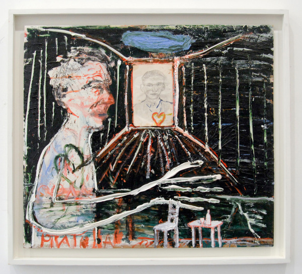 Harmen Verbrugge - Papa en ik - 87x89cm Olieverf op paneel, en oud schilderij van mijn vader uit 1944