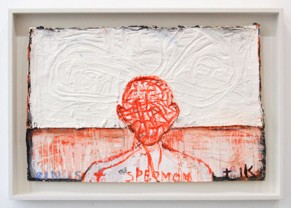 Harmen Verbrugge - Rinus, Spermon + Ik- 66x89cm Olieverf en latex op papier