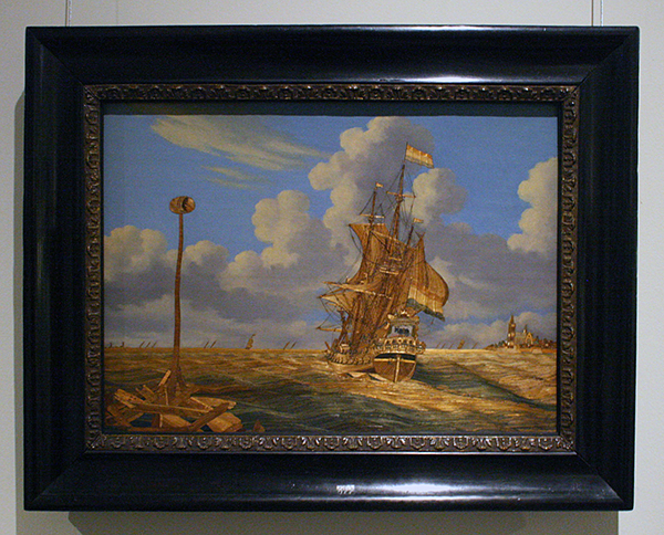Hendrik Pronck - Het Schip De Bul - Stro en olieverf op paneel, voor 1693