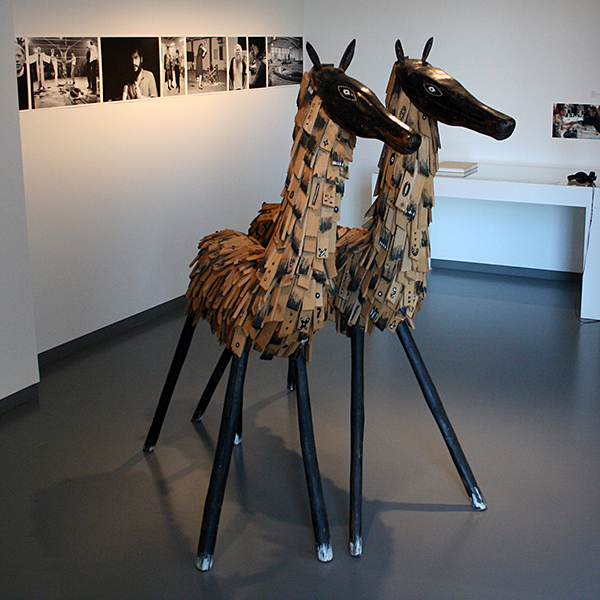 Henk Visch - 2 Herten - Beschilderd hout