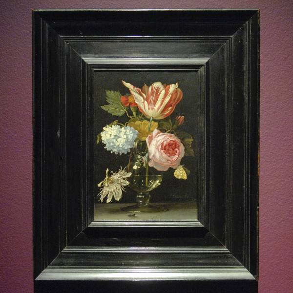 Henri de Fromantiou - Bloemen in een vaas met een passiebloem - Olieverf op koper, 1668