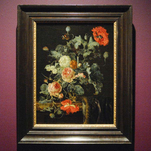 Henri de Fromantiou - Bloemstilleven in zilveren vaas - Olieverf op doek, circa 1670