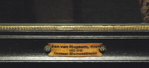 Henri de Fromantiou - Bloemstilleven met oosters tapijt - Olieverf op doek (detail)