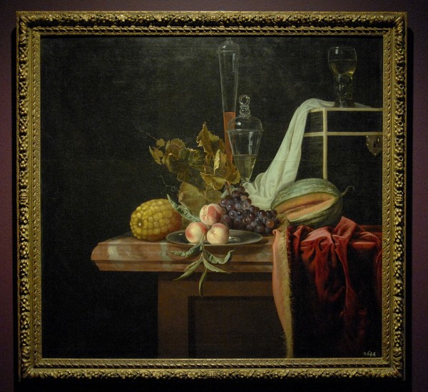 Henri de Fromantiou - Stilleven met fruit en glas - Olieverf op doek, circa 1670