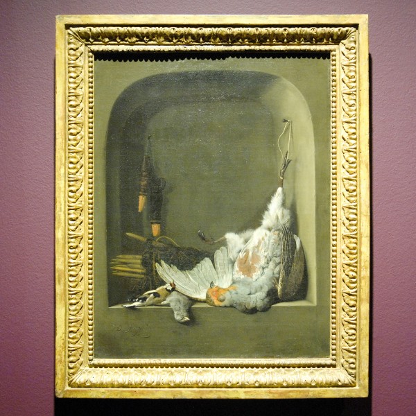 Henri de Fromantiou - Vanitasstilleven met dode vogels in een nis - Olieverf op doek, 1666