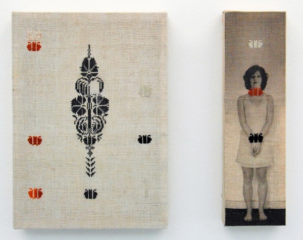 Hinke Schreuders - Hochstehende Einzelfiguren (2) - Garen en print op doek