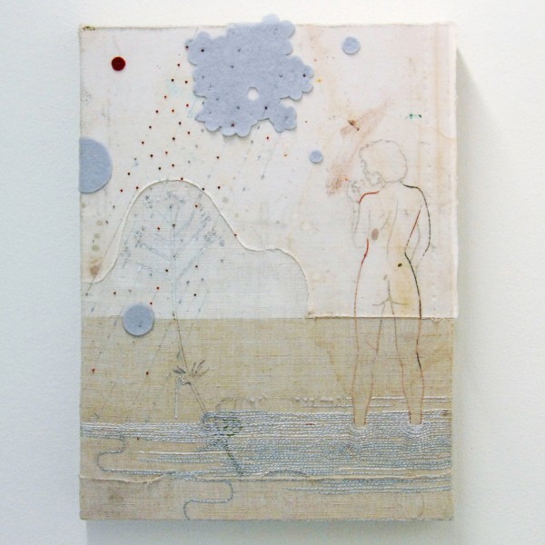 Hinke Schreuders - Zonder Titel (Fontainebleau) - Garen en vilt op doek