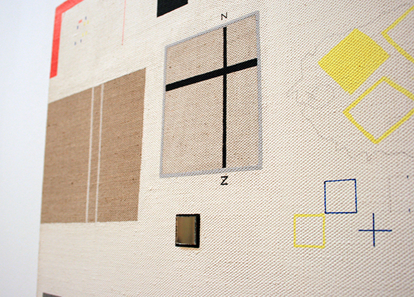 JCJ Vanderheyden - Zonder Titel (Remake Expositie) - 66x46cm Acrylverf, grafiet, spiegeltje en metaal op doek (detail)