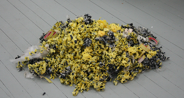 Jack Segbars - Leftovers, Misere, No More, once more - 100x90x25cm Gebruikte tape met acrylverf