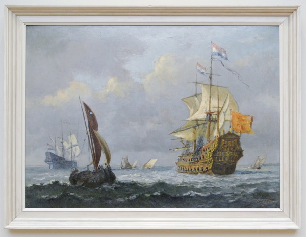 Jan Bakker - Oudhollandse Schepen (Zeven Provincien) - 84x115cm Olieverf op karton, 1943, verworven in 1944