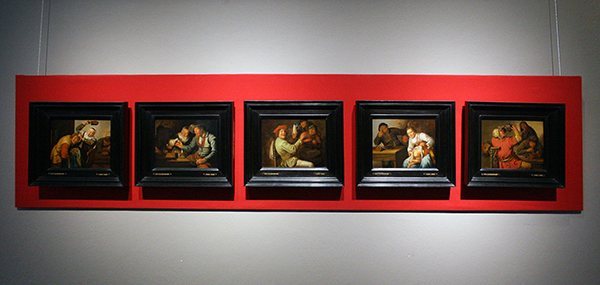 Jan Miense Molenaer - De Vijf Zintuigen (Gevoel, Zicht, Gehoor, Reuk en Smaak) - Olieverf op paneel 1637