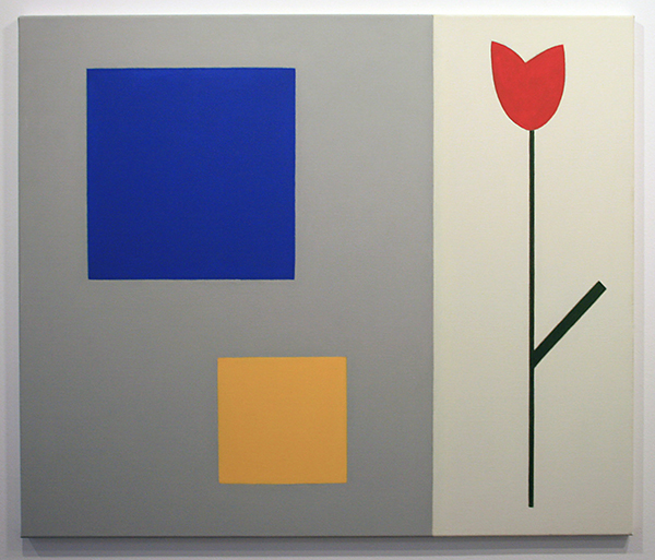 Jan Roeland - Compositie met tak en twee vierkanten - 85x100cm Olieverf op linnen