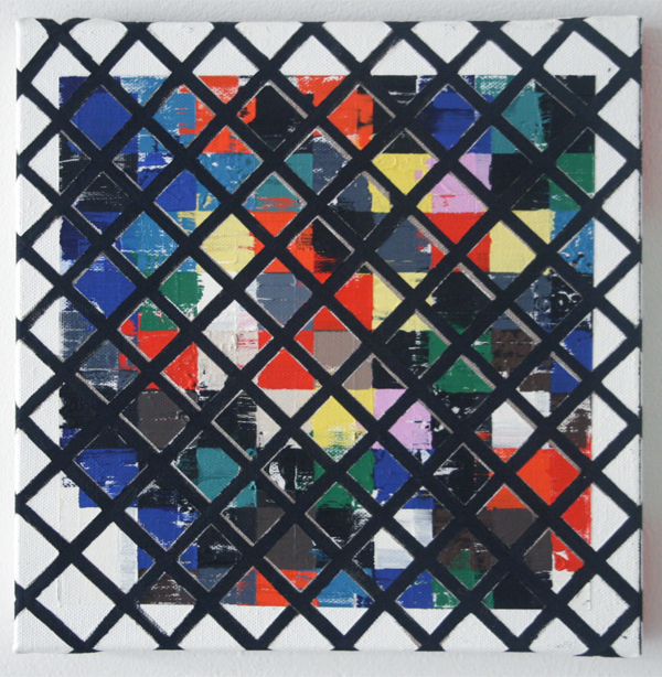 Jan ten Have - Strategy Get Arts - 36x36cm Olieverf, alkydverf, primers, zwavel, tape, printer, bonding pads op linnen, opgespannen dubbel frame_1 Jan ten Have - Strategy Get Arts - 36x36cm Olieverf, alkydverf, primers, zwavel, tape, printer, bonding pads op linnen, opgespannen dubbel frame