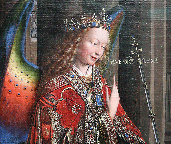 Jan van Eyck - Annuciatie - Paneel overgebracht op doek (detail) Jan van Eyck - Annuciatie - Paneel overgebracht op doek (detail)