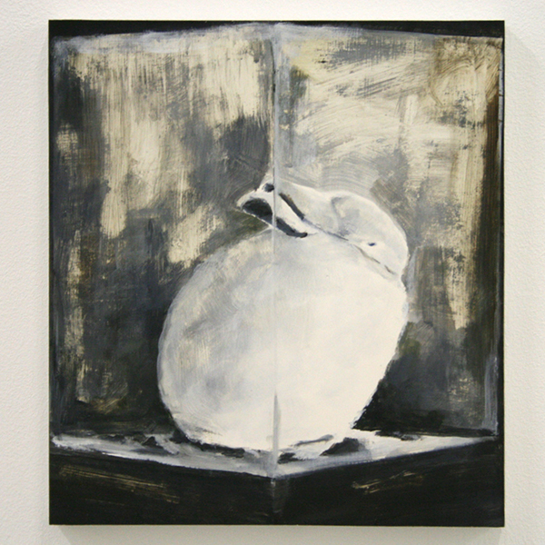 Jasper Hagenaar - Lepus Timidus - 31x28cm Olieverf op papier op paneel