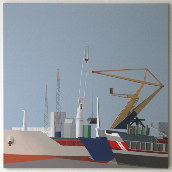 Jeroen Allart - Waalhaven - 100x100cm Acrylverf op doek Jeroen Allart - Waalhaven - 100x100cm Acrylverf op doek