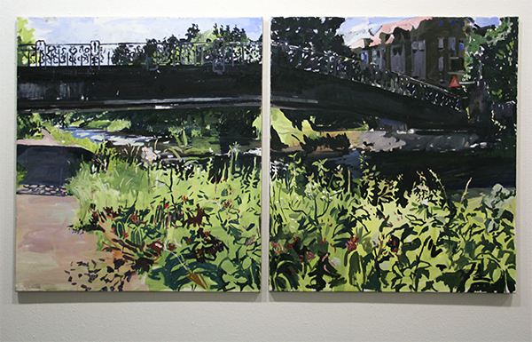 Jim Harris - Die Dreisam - 2maal 90x85cm Olieverf op doek