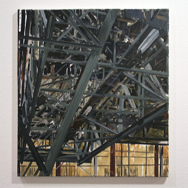 Jim Harris - Factory III - 50x45cm Olieverf op doek