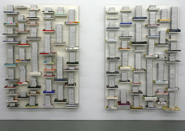 Job Koelewijn - relief 1, 1 feb 2006-24 march 2009 & relief 2, 25 march 2009 - 2012 - 140x200x30cm Cassette tapes en boeken