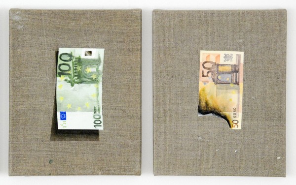 Jochen Muhlenbrink - Euro - 30x24cm Acrylverf op linnen