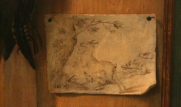 Johan Georg Waxschlunger - Twee Trompe-l'oeils met Vogels - Olieverf op doek, omstreeks 1700 (detail)