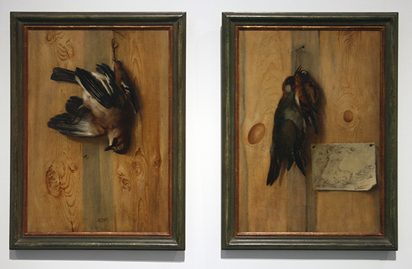 Johan Georg Waxschlunger - Twee Trompe-l'oeils met Vogels - Olieverf op doek, omstreeks 1700