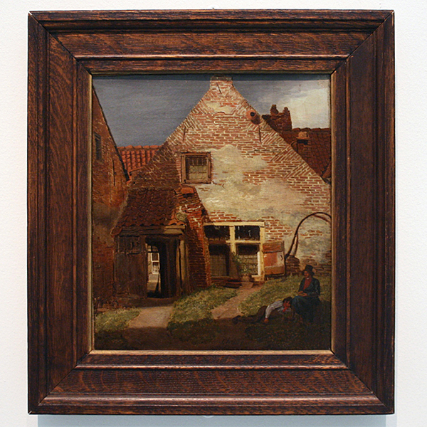 Johannes Franciscus Christ - Achtergevel van een Huis met Doorkijk in een Straat - Olieverf op doek