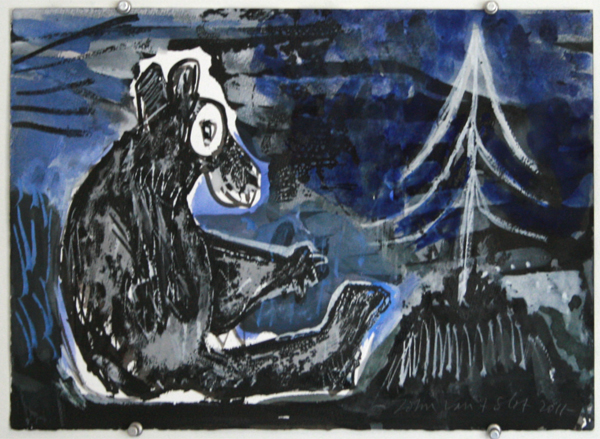 John van t Slot - Untitled (Bear) - 31x41cm Gouache op papier John van t Slot - Untitled (Bear) - 31x41cm Gouache op papier