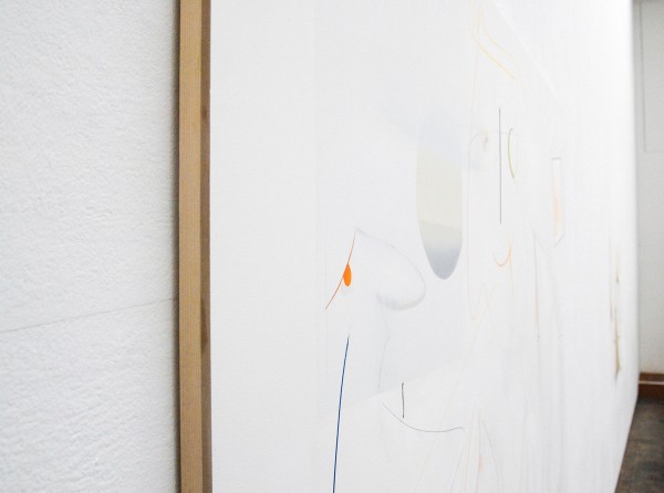 Joost Krijnen - Die Harmonie der Welt - 170x230cm Acrylverf, kleurpotlood, houtskool, potlood, aquarel en tape op MDF (detail)